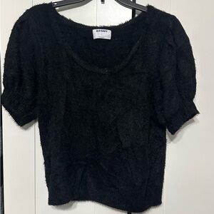 Old Navy Women's Fuzzy Black Short Sleeve Top
